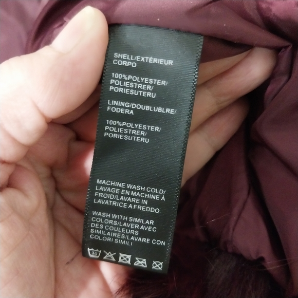 Rebecca Minkoff Fuax Fur Coat, Burgundy, NWT, Size L - Picture 7 of 10